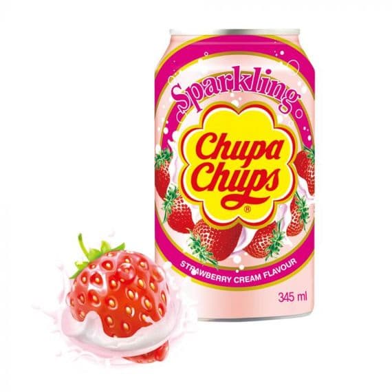Chupa Chups Sparkling Strawberry & Cream Can 345ml (Each) Chupa Chups Sparkling Strawberry & Cream Can 345ml (Each)