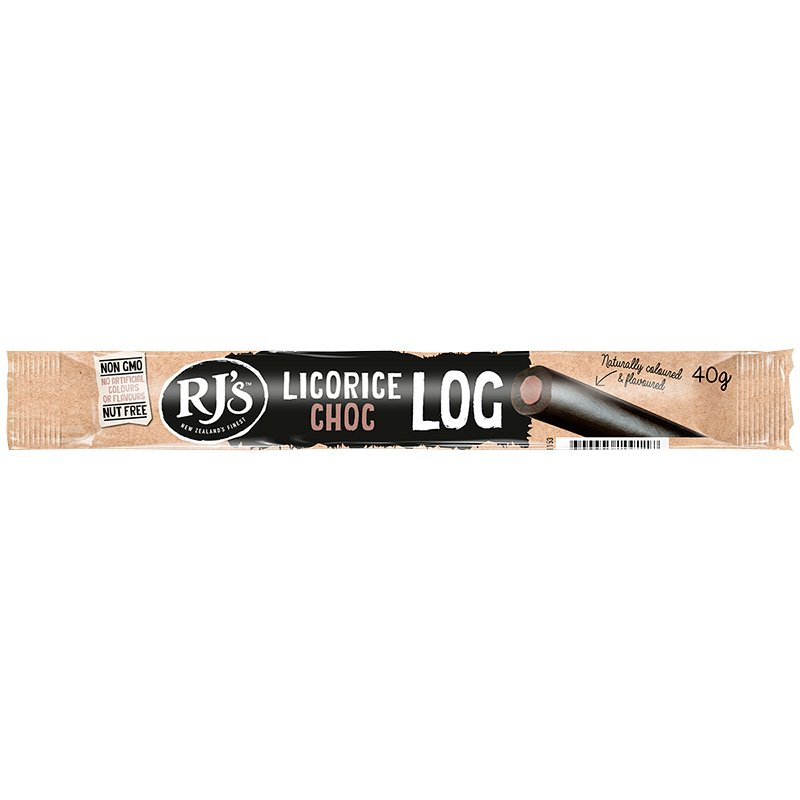 RJ's Licorice Choc Log 40g - Wicked Sweets & Lollies