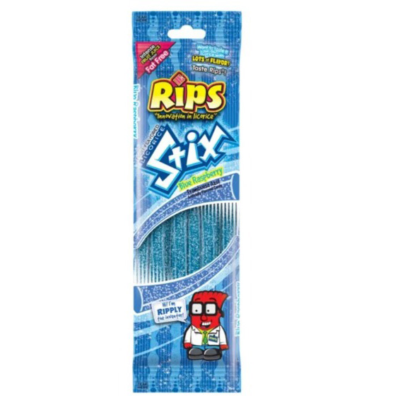 Rips Stix Licorice Blue Raspberry 50g - Wicked Sweets & Lollies