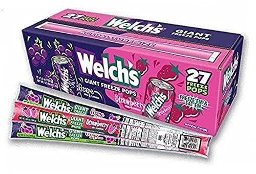 Welch's Giant Freeze Pops Strawberry Grape 27pk
