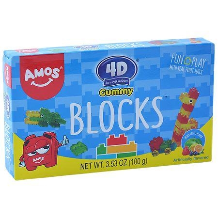 Amos 4D Gummy Blocks Mixed Fruits 100g