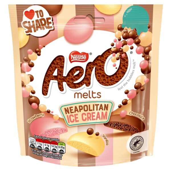 Nestle Aero Melts Neopolitan Ice Cream Pouch 86g